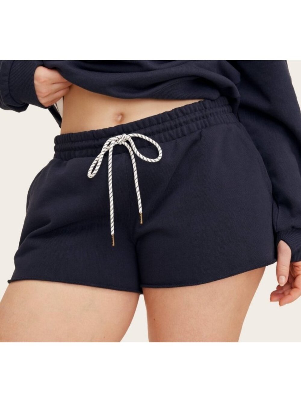 RARE Parke x Target Womens Navy Mid Rise Sweatshorts W/ Drawstring Waist
